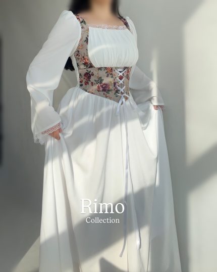 پیراهن سفید ژاکارد کلاسیک✨